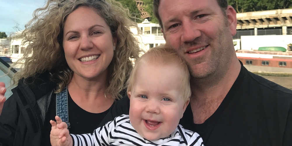 Mum, dad and baby Matilda, born via emergency caesarean after she stopped moving
