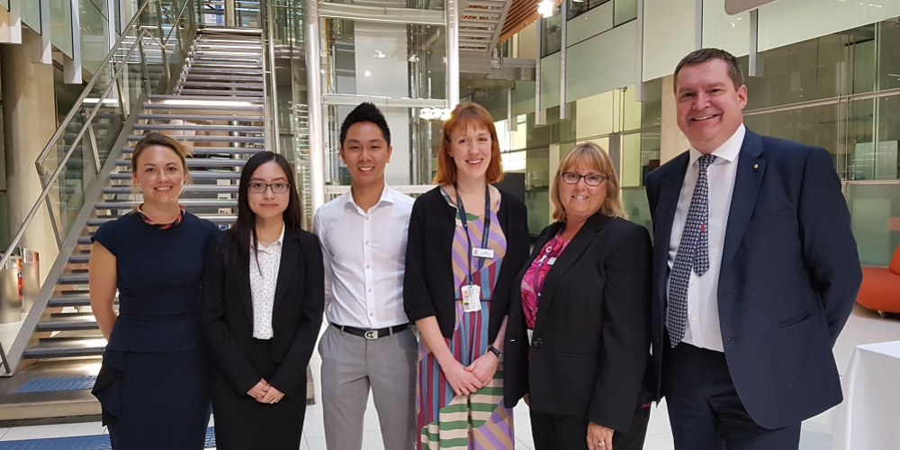 Medical Student Award winners Dr Elizabeth Baker, Rachel Cheong, Arthur Yim, Anni South, Dr Sue Matthews and Professor Euan Wallace