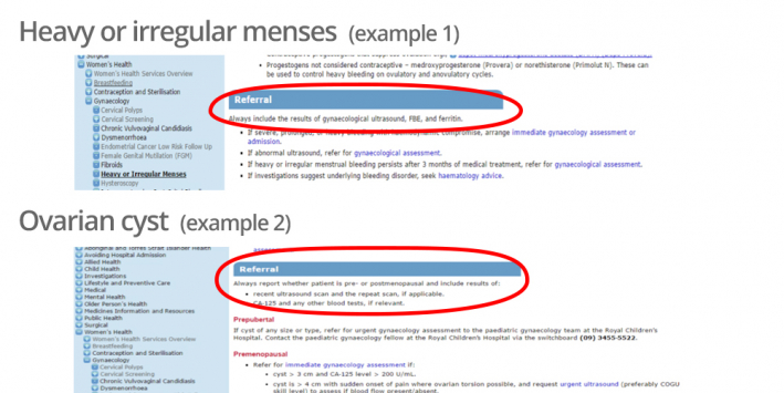 examples from HealthPathways Melbourne