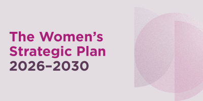 Front cover of the Women's new Strategic Plan 2026-2030